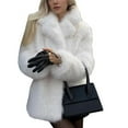 thumbnail image 2 of Womens Faux Fur Coat Winter Casual Oversized Lapel Jackets Warm Outerwear White L, 2 of 9
