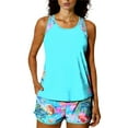 thumbnail image 2 of FAVIPT Womens Tummy Control Tankini 2026 Blouson Swim Set Two Piece Bathing Suits with Sporty Pockets Shorts Sky Blue,L, 2 of 7