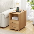 thumbnail image 2 of Gymax 2PCS End Table w/Built-in Charging Station USB Ports Outlets 2 Drawers 3 Shelves Natural, 2 of 10