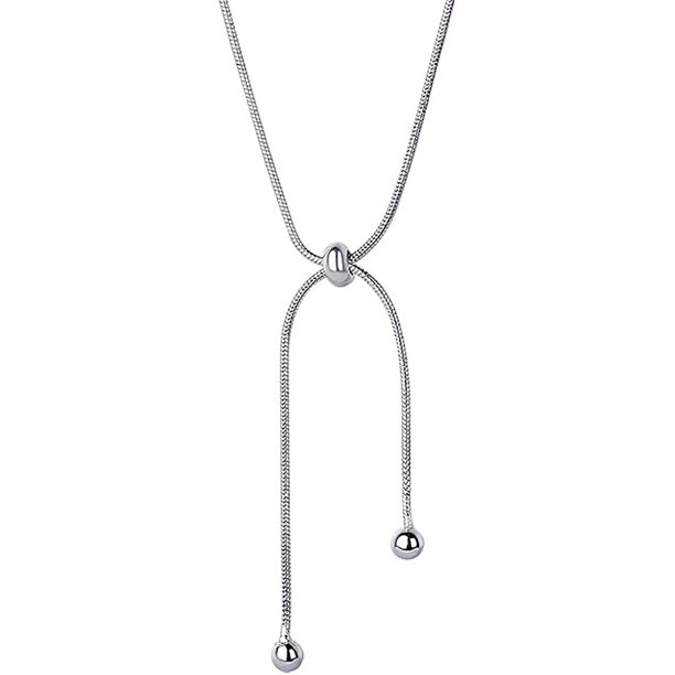 Collar con colgante de cadena de hueso de serpiente de bola para mujeres, adolescentes y niñas, hipoalergénico, minimalista, ajustable, con borla de lazo, delicada joyería de vacaciones de la suerte,