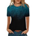 thumbnail image 1 of B91xZ Blouse Mode Grande Taille pour Femmes Col Rond Ajustée Basique, Bleu S, 1 of 4