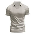 thumbnail image 5 of hotojiny Mens V Neck Shirts Short Sleeve Lightweight Business Collared Shirts Loose Fit Performance Golf Shirts for Men Big and Tall, 5 of 7