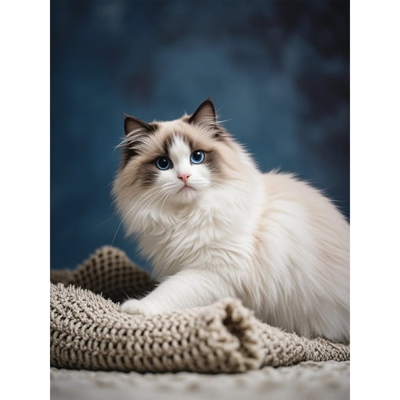 Ragdoll Cat Kitten Diamond Dots Painting DIY Kits 5D Diamond Art Full Round Drill Crystal by Number Embroidery Arts and Crafts for Living Room Home Wall Decor 12x16 inch / 30x40cm