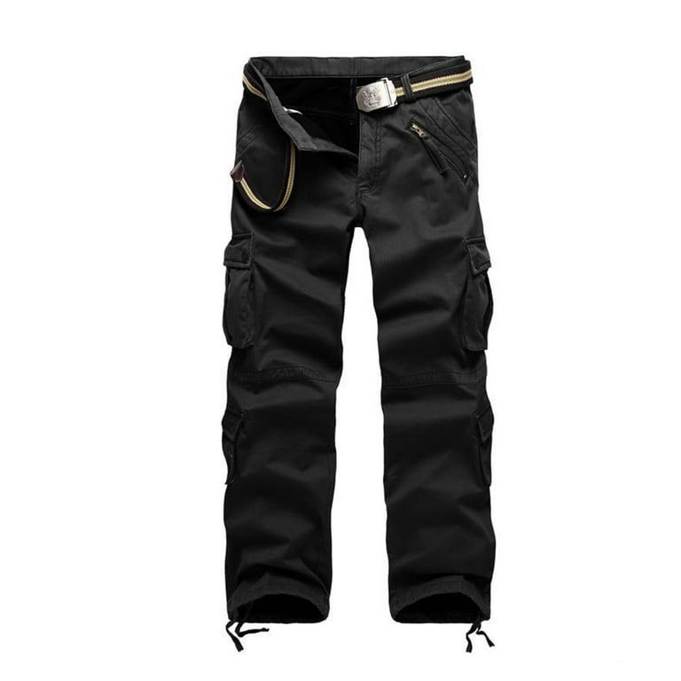 Hfyihgf Mens Winter Warm Fleece Lined Cargo Pant Casual Windproof Outdoor  Work Multi-pocket Pants(Black,4XL)