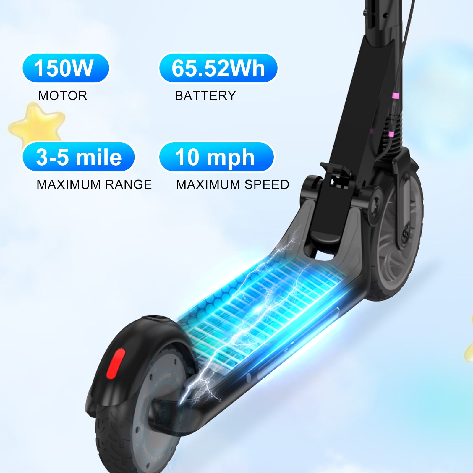Mega Motion ME1 Electric Kids Scooter – Children and Toddler Foldable Kick Scooter – Adjustable Handlebar – Indoor and Outdoor - 3 Speed ​​Adjustment, with LED Lights & Rear Brake – Ages 6+