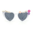 thumbnail image 2 of Girls Child Size Flower Girl Beads Cat Eye Heart Shape Plastic Sunglasses White - Black, 2 of 4