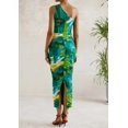 thumbnail image 2 of Vestido PRETTYGARDEN de un Hombro con Fruncido Floral Verde XL, 2 of 8