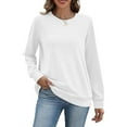 thumbnail image 3 of Diufon Womens Fall Tops Casual Long Sleeve Crewneck Tunic Shirts Solid Color Loose Blouses with Pocket, 3 of 7