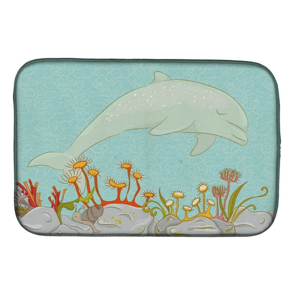 Dolphin Underwater Scene Dish Drying Mat