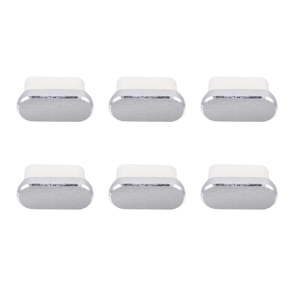 ROMANSENTIAL 6Pcs Silver Aluminum Alloy Type-C Dust Plug for Mobile Phone Protection 1.2*0.2*0.1in