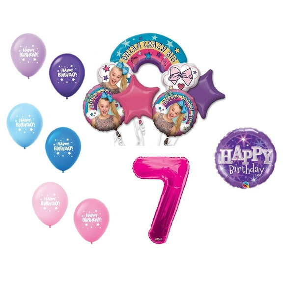 JoJo Siwa 7th Birthday Party Large Decoration Balloon Bundle, for 7 Year Old
