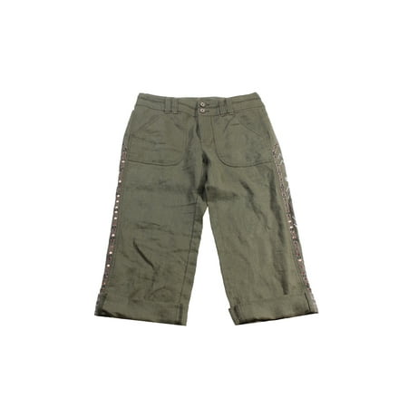 - Inc International Concepts Olive Linen Embellished Cargo Pants 6