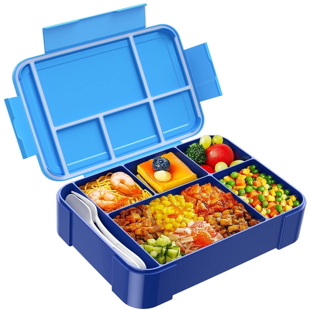Lonchera Bento Jelife de 1450 ml para niños con cubiertos, 6 compartimentos