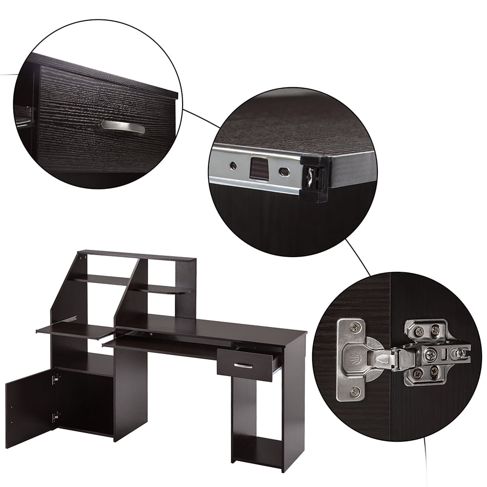 Lowestbest Multi-Functions Computer Desks, Home Office Desk Table with Cabinet, Espresso Lowestbest Multi-Functions Computer Desks, Home Office Desk Table with Cabinet, Espresso