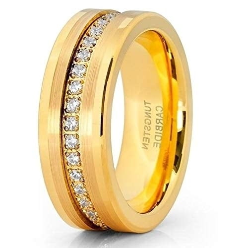 8mm- Yellow Gold Tungsten Wedding Band - Yellow Gold Ring - Tungsten Ring (14.5)