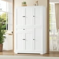 thumbnail image 5 of Homfa Kitchen Pantry Storage Cabinet, 68" Food Pantry Cabinet with Drawer and Door Shelf, 6 Door Freestanding Cupboard Buffet for Dining Room, White, 5 of 8