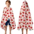 thumbnail image 3 of Red Strawberry Plants Fruit Dot Pink Pattern Hooded Bath Towel，50"x30" for Ages 3 To 12 Kids, Quick Dry Lightweight Soft Microfiber Hood Beach Towel Cover Up for Kids, 3 of 7