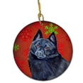 thumbnail image 1 of Schipperke Red Snowflake Holiday Christmas Ceramic Ornament, 1 of 1
