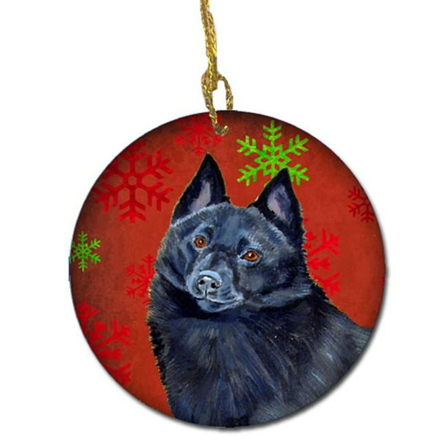 Schipperke Red Snowflake Holiday Christmas Ceramic Ornament