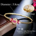 thumbnail image 6 of Rectangle Green CZ Gold Plated Women Engagement Party Bangle With Safety Clasp, 6 of 9