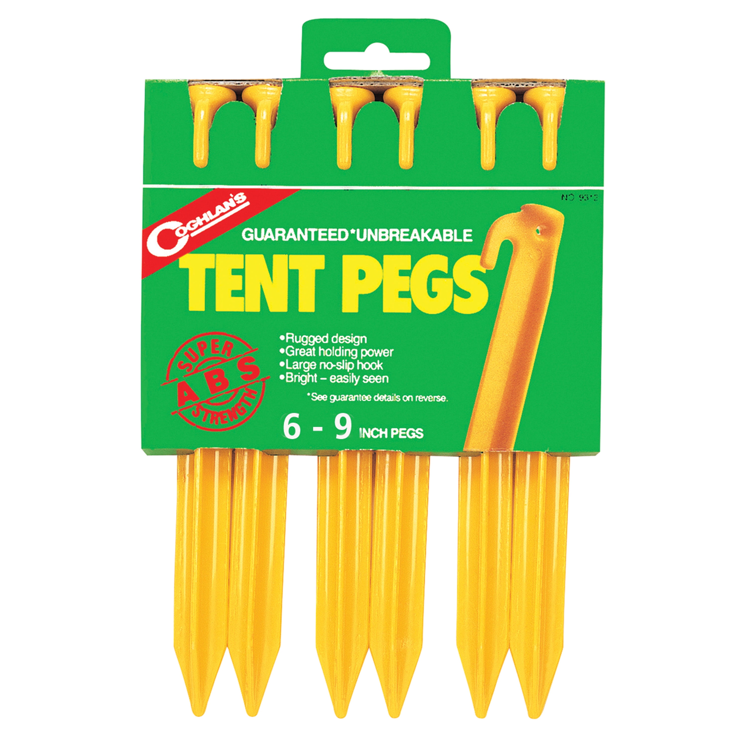 12 pack of 12" yellow tent stakes,anchors,pegs,spikes  62512HYL12 