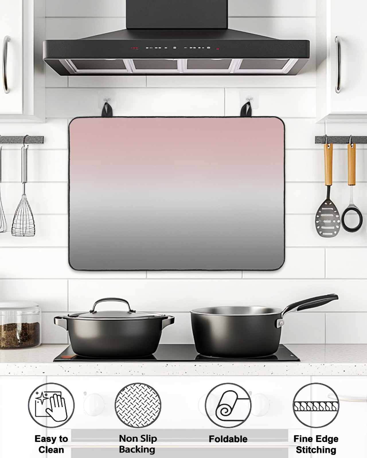 Stove Top Covers for Electric Stove, Gradient Pink Grey, Glass Stovetop Cover Protector, Modern Abstract Color Ombré Art Induction Cooktop Protector Oven Mat for Kitchen Countertop 24"x21"