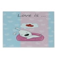 thumbnail image 1 of Dog Cutting Board, Puppy Dreaming on the Sofa Heart Background Valentine Theme Art, Decorative Tempered Glass Cutting and Serving Board, Small Size, Blue Pink White, by Ambesonne, 1 of 1