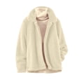 thumbnail image 6 of Women's Faux Fleece Long Sleeve Coat with Pocket Outerwear Jacket for Fall and Winter Casual Daily Wear Travel Streetwear Fashion Essential Gift for Ladies | CSEONE,Khaki L, 6 of 9