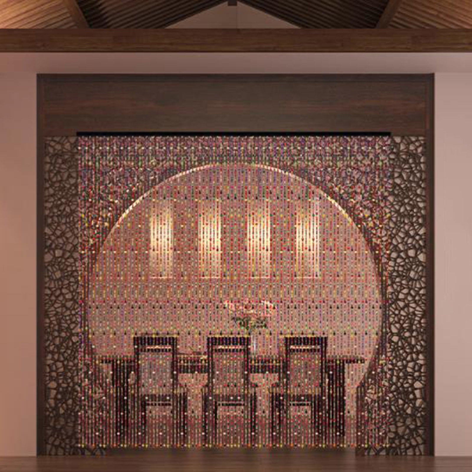 Natural Bamboo Wood Beaded Curtain,Boho Natural Room Divider Door Curtain,Handmade Hanging Decor String Bead Screen Panel for Bedroom Kitchen Hallway
