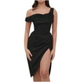 thumbnail image 2 of Gspmoly Robes pour Femmes, Mode d'Été pour Femmes Robe Irrégulière à Épaules Sans Manches avec Empiècements, Robes Formelles pour Femmes Offres du Jour, 2 of 8