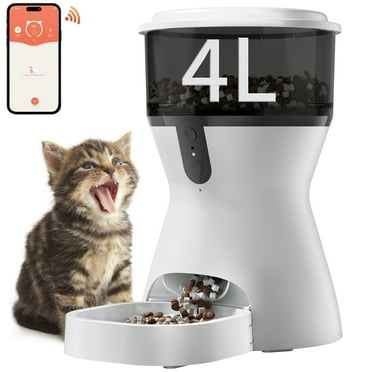 OUDOSPRS Automatic Cat Feeders WiFi, Timed Dog Feeder with 10S Dining Voice Record, 4L Cat/Dog Food Dispenser