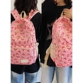 thumbnail image 4 of Cute Bow Print 3-in-1 Backpack Set, Lightweight Waterproof Nylon Student Bookbag, Aesthetic Daypack with Crossbody Purse & Pen Bag for Teen Women Travel Campus, 4 of 6