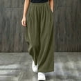 thumbnail image 2 of Tqcoqu Women's Corduroy Wide Leg Pants, Elastic High Waist Loose Casual Long Trousers with Side Pockets, 2 of 10