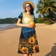 thumbnail image 4 of Daiia Elegant Sunset Sunflower Print Women's Dresses 2025 Trendy Short sleeve Dresses Casual Baggy Flowy Maxi Sun Dresses, 4 of 6