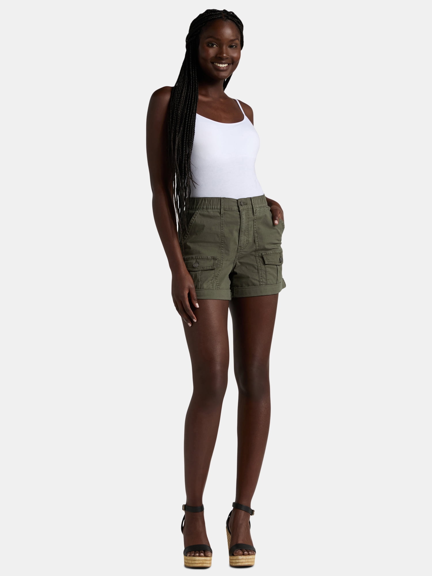 Time and Tru Women's Utility Shorts, 4" Inseam, Sizes 0-22