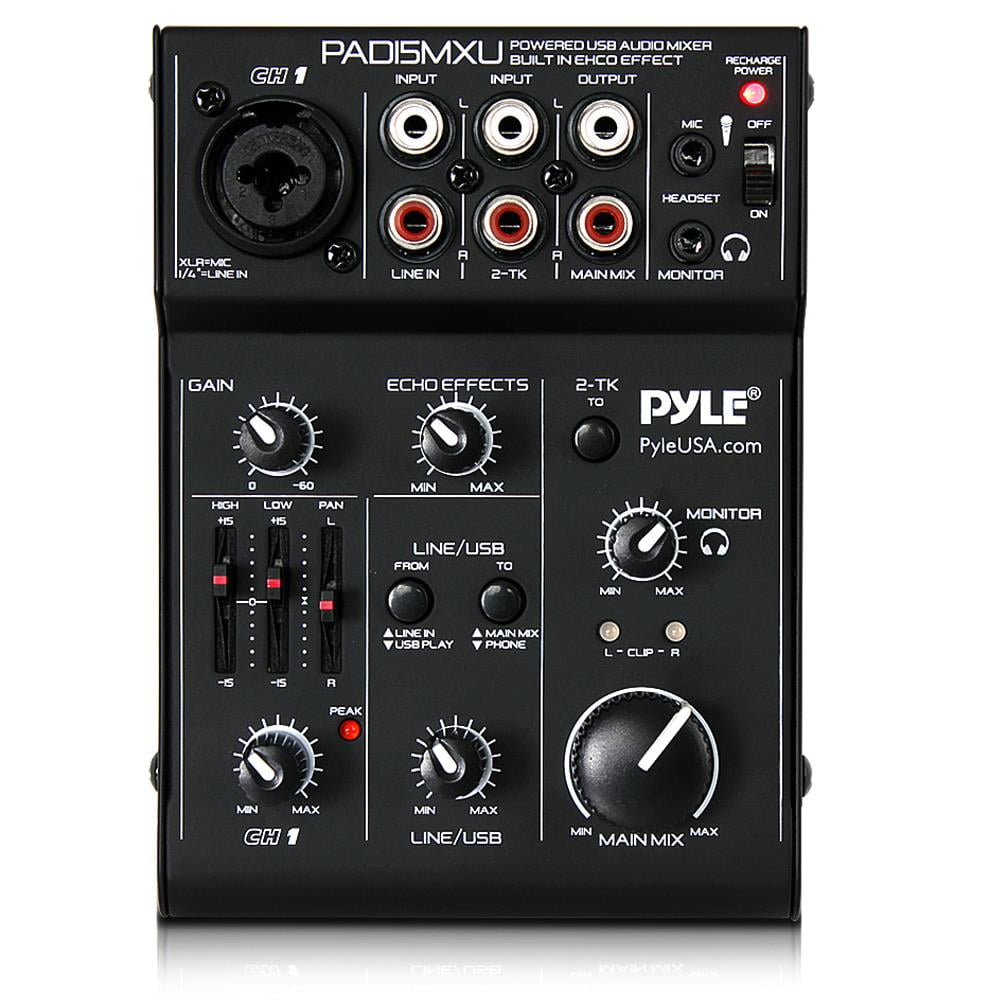 Pyle PAD15MXU 3Channel USB Audio/Sound Mixer Recording Interface