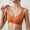 thumbnail image 2 of Gyexs Women's Comfortable Deep V Neck Sports Yoga Bra for Sleep and Active Plus Size Bras for Women, Orange, Size XL, 2 of 5
