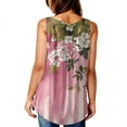 thumbnail image 3 of Xyxonk Tank Top for Women Plus Size V Neck Sleeveless Tops Casual Swing Flowy Pleated Floral Printed Tops To Wear with Leggings Pink 5XL, 3 of 4