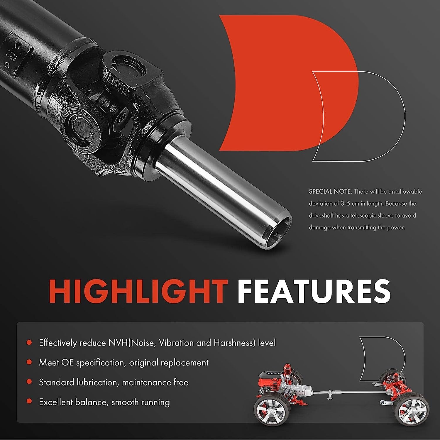 Rear Driveshaft Prop Shaft For Nissan Rogue 2.5L AWD 2008-2015 – Direct Replacement, Steel, Black, Polished, 1-Year Warranty, Goodshepherd18
