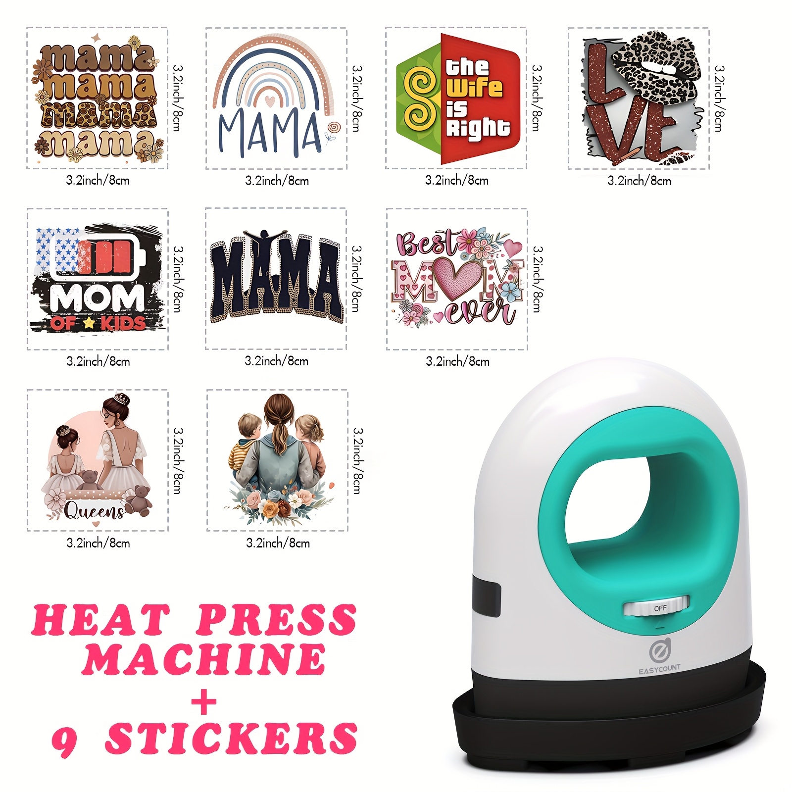 Heat Press Knob Types Mini Heat Press Machine, Small Heat Press Portable Iron Press Machine for T Shirts, Hats Heating Transfer Projects