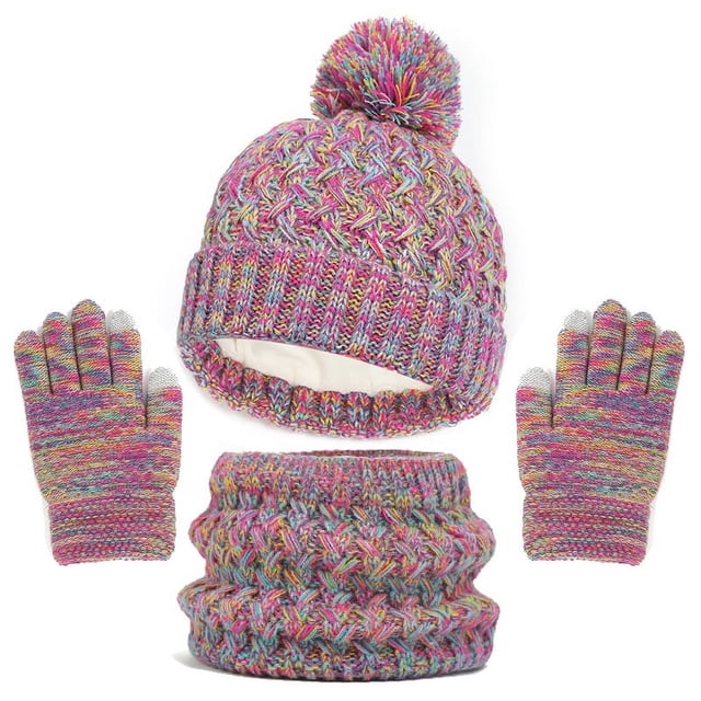 Gorro para niños, bufanda, guantes, tres piezas, otoño e invierno, más gorro de bebé de una sola bola acolchado de terciopelo
