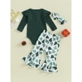 thumbnail image 4 of Suealasg Baby Girls Christmas Outfits Clothes 3M 6M 12M 18M Infant Girls Ribbed Long Sleeves Romper and Elastic Flared Pants Headband Sets 3Piece Casual Fall Clothing for Newborn Girls, 4 of 9