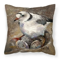 Carolines Treasures JMK1215PW1414 Piping Plover Canvas Fabric Decorative Pillow  14Hx14W multicolor