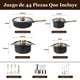 thumbnail image 2 of Juego de Bateria de Cocina Antiadherente Acero inoxidable de 44 PiezasOllas, Sartenes, Wok de Granito, Cazos, Cubiertos y Cuchillos,Juego de Utensilios de Cocina de Inducción de granito(Negro), 2 of 8