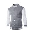 thumbnail image 4 of Lefu Men Classic Thin Fleece Baseball Jacket Fashion University Varsity Splicing Coat, 4 of 9
