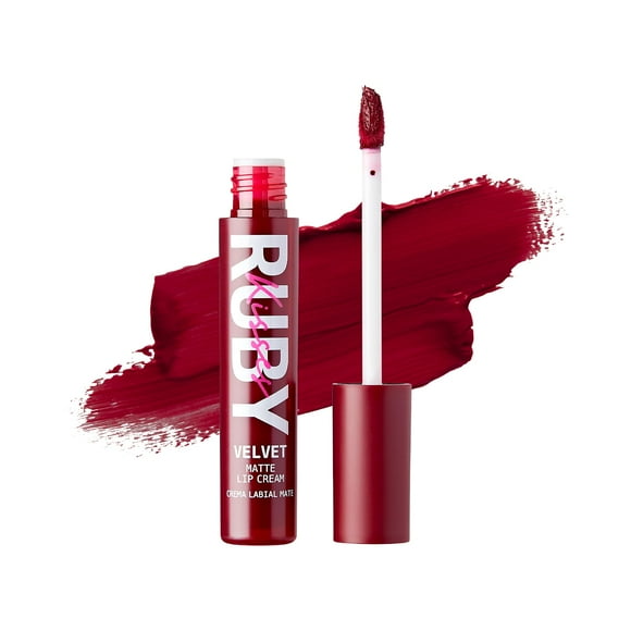 Ruby Kisses Velvet Lip Cream Matte Finish Lipstick Rich Color Long Lasting Lip Stain Lightweight Nourishing Hydration High Pigment Lip Tint (Scarlet Rouge)
