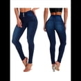 thumbnail image 3 of Pantalones Vaqueros Ajustados de Cintura Alta para Mujer Que Moldean los Glúteos. Azul Oscuro M, 3 of 10