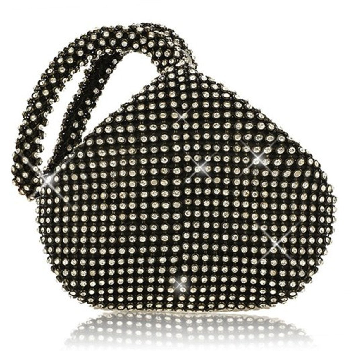 Ladies Heart Shaped Clutch Bags Womens Sparkly Crystal Evening Prom Party Purse 