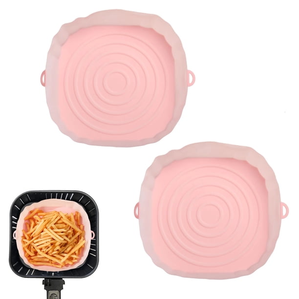Cesta de silicona para freidora de aire de 2 piezas, molde de silicona para horno, bandeja para hornear Pizza, cesta de pollo frito, sartén reutilizable, accesorios de revestimiento
