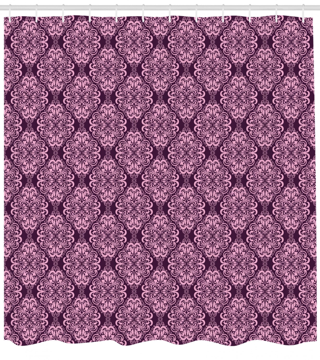 Sweet Home Collection Jasmine Plum Bathroom Fabric Shower Curtain and Hook Set